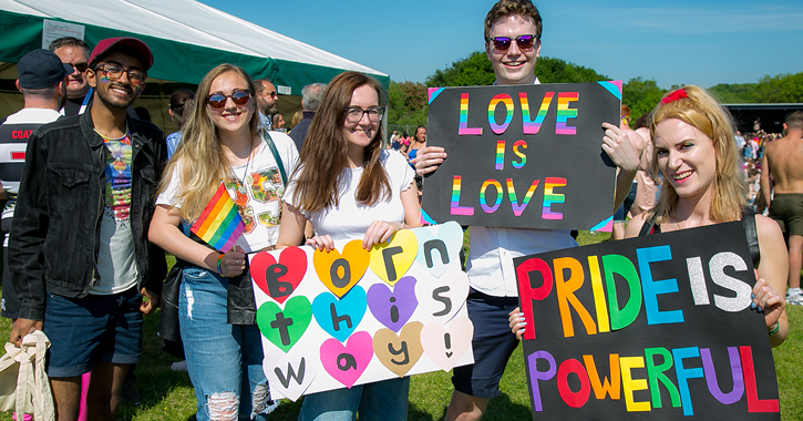 people showing their pride at Durham Pride in 2018